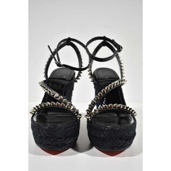Christian Louboutin Mafaldina Zeppa 120 Black Platform Wedge Sandal Heel Pump 37 - Picture 6 of 12